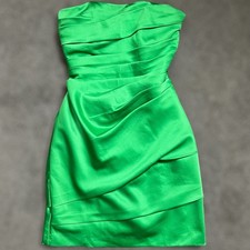 David's Bridal Bridesmaid Dress 2 Green Special Occasion Satin Mini Strapless 