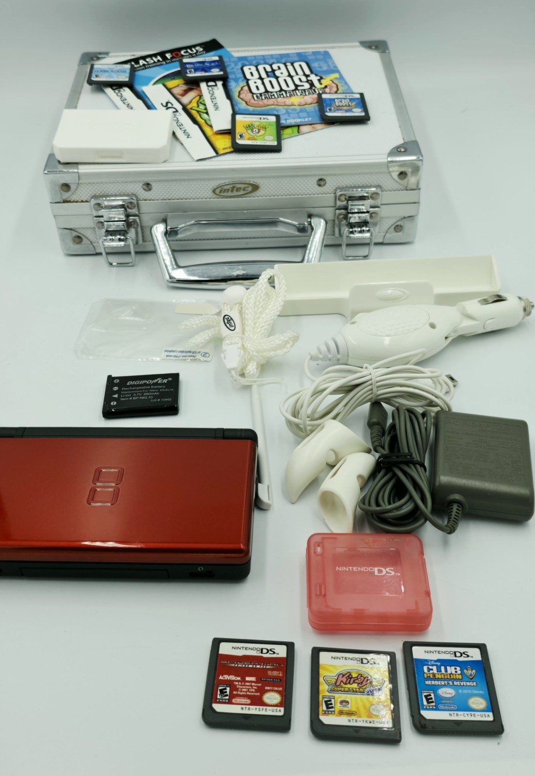 Nintendo DS Lite Crimson Red Bundle with Games