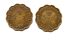 HONG KONG 20 CENT COINS 1975 & 1977 (2 COINS) CIRCULATED