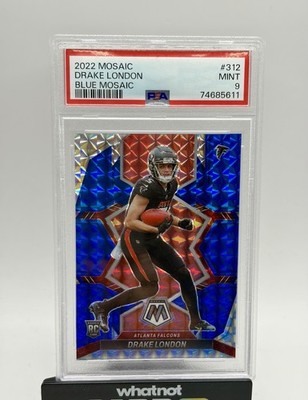 2022 Panini Mosaic Drake London Blue Mosaic Rookie 05/99 PSA 9 RC JERSEY MATCH