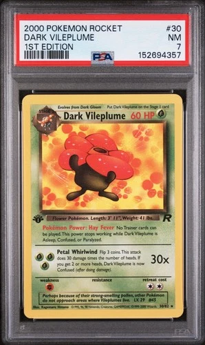 PSA 7 DARK VILEPLUME 30/82 Non-Holo Rare 1st Edition Team Rocket - Pokemon Card