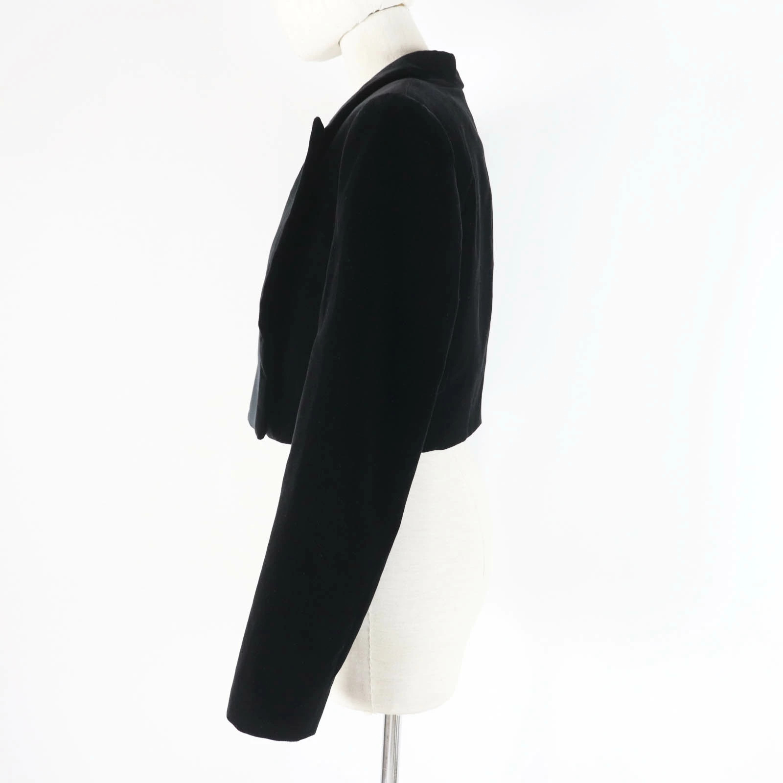 FENDI Ladies Jacket Unused Silk-Blend Satin Velvet Cropped Black Size 40 Italy thumbnail 3