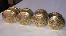 (4) Antique Sargent Brass Bronze Lion Door Knobs With Rosettes & Locks Restored