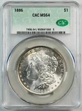 1886 Morgan Silver Dollar CACG MS 64 CAC