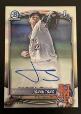 2025 Bowman Chrome Jonah Tong Refractor 1st Auto #/499 Mets & Sapphire Base.
