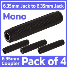 4 Pack 6.35mm Female to Female Coupler 1/4" Jack Mono Adapter Gender Changer