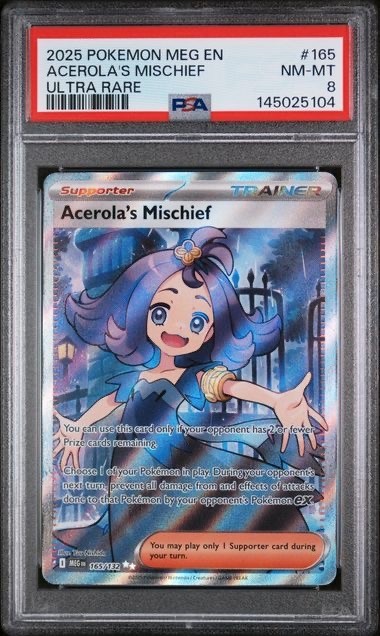 ACEROLA'S MISCHIEF #165 PSA 8 2025 POKEMON MEG EN-MEGA EVOLUTION