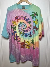 Vintage Liquid Blue Grateful Dead T Shirt 1995 Size XXL Dancing Bears Tie Dye 