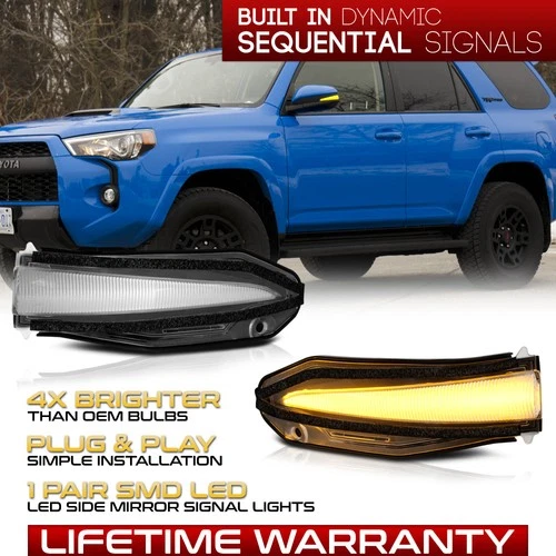 [SEQUENTIAL SIGNAL]Amber LED Side Mirror Light Lamp For 14-23 4Runner/13-18 RAV4