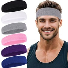 Sweatbands Sports Headbands for Men  Women Terry Cloth Moisture Wicking Spor...