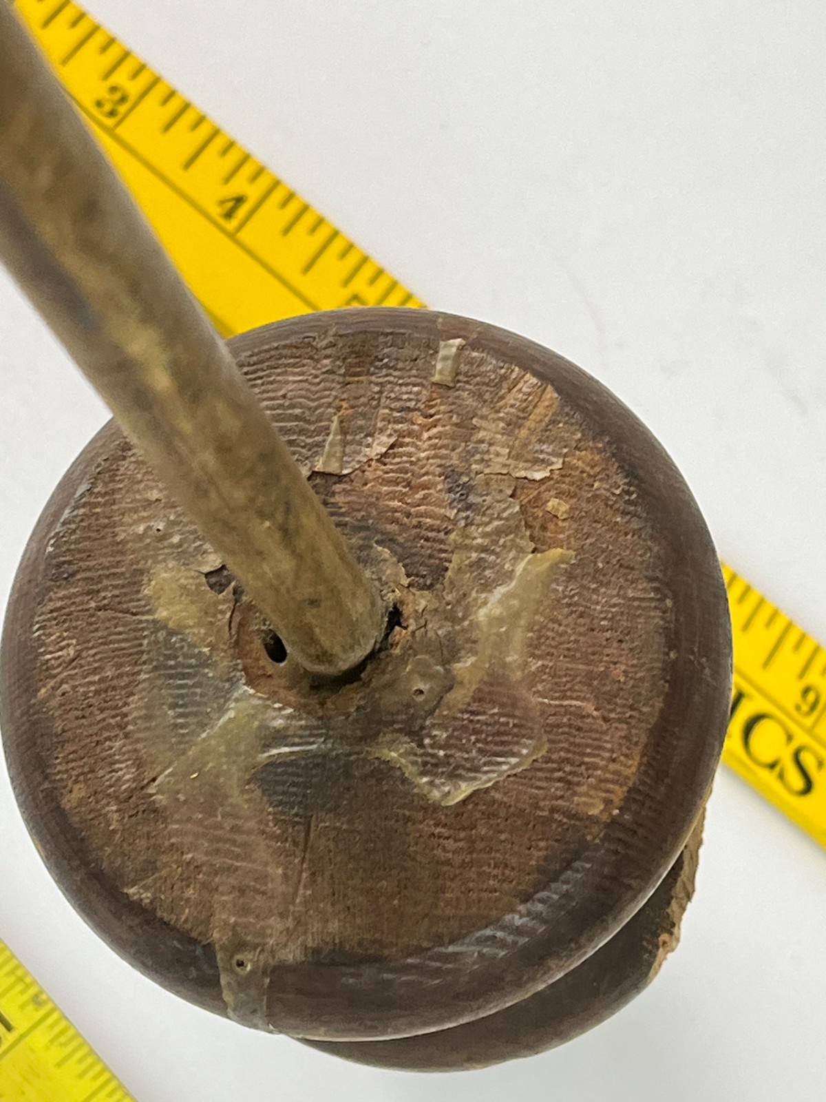 Vintage Lg WoodFinial topper Round Bed Post cabinet Dresser 6"