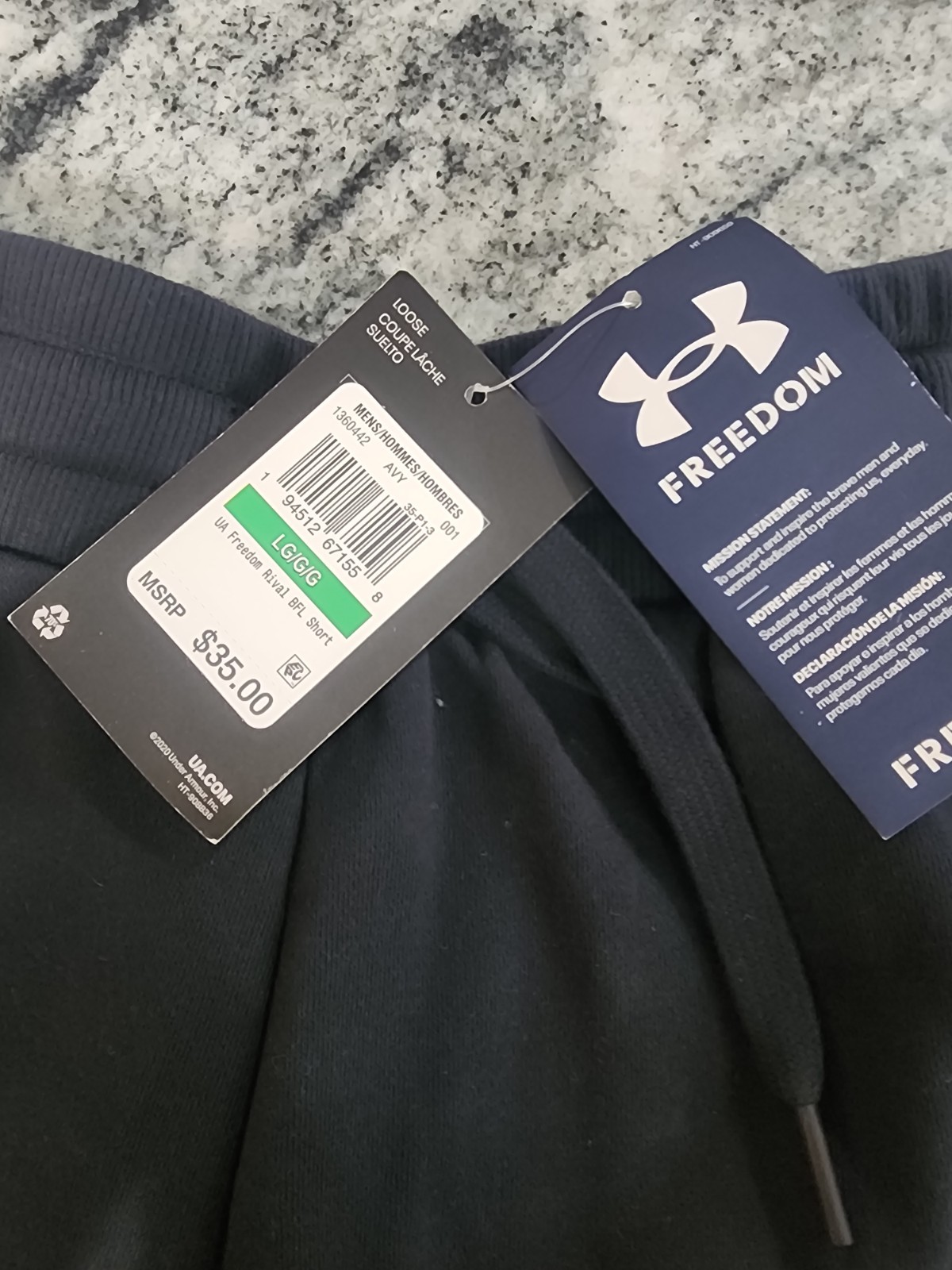 Under Armour UA Freedom Rival BL Men's Athletic Shorts Black Large Patriotic USA thumbnail 4