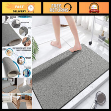 Non-Slip Shower Mats 23.6"x47.2" - Quick Drying PVC Loofah Bathroom Mat, Grey