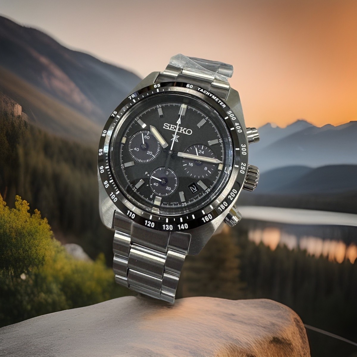 SEIKO SOLAR メンズ時計 黒文字盤 ステンレス SEIKO WATCH PROSPEX SPEEDTIMER SOLAR CHRONOGRAPH SBDL091 MADE IN