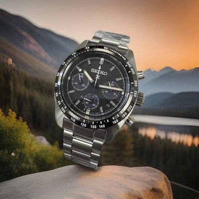 Seiko Prospex Solar Chronograph Men's 39mm Black Dial Watch