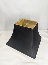 Black Square Pleated Fabric Lamp Shade Gold Lined Hardback Shade Modern Classic