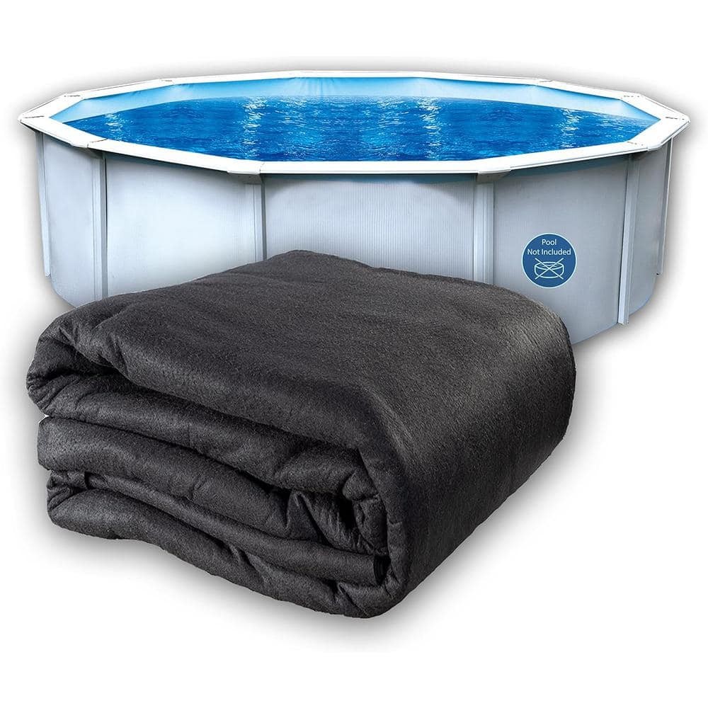 28ft Round Black Pre-Cut Pool Liner Pad for Easy Installation  
