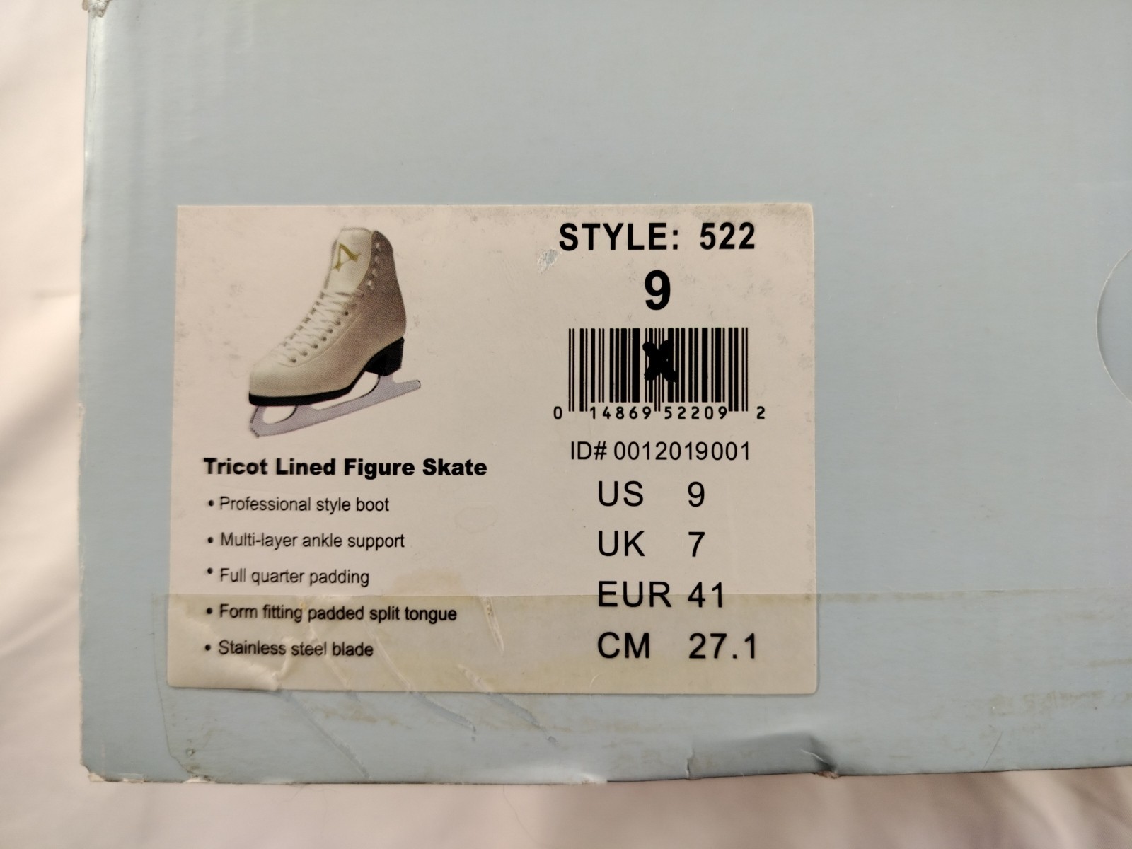 American Ice Skates Tricot Lined Figure Skate Style: 522 Size 6 US Women's NEW