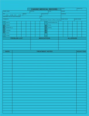 Tabbies Veterinary Canine Medical 8-1/2'' x 11'', 250 Count (Pack of 1), Blue