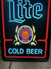 Vintage 1984 Miller Lite Cold Beer Lighted Bar Sign Working Everbrite A Fine