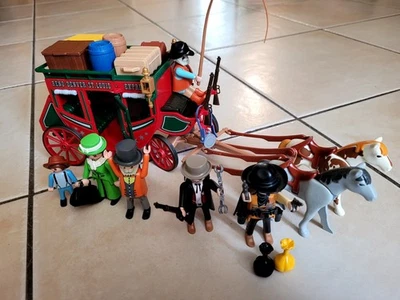 Diligence Playmobil Avec Cow Boy Shérif- Far West Western - Photo 1/4