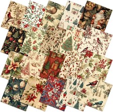 60 Pcs 10 x 10 Inch Vintage Christmas Quilting Fabric Rustic Christmas Fat Sq...