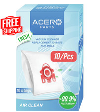 10 Pack 3D Airclean Replacement Bags for Miele GN Vacuum, 3 Filters