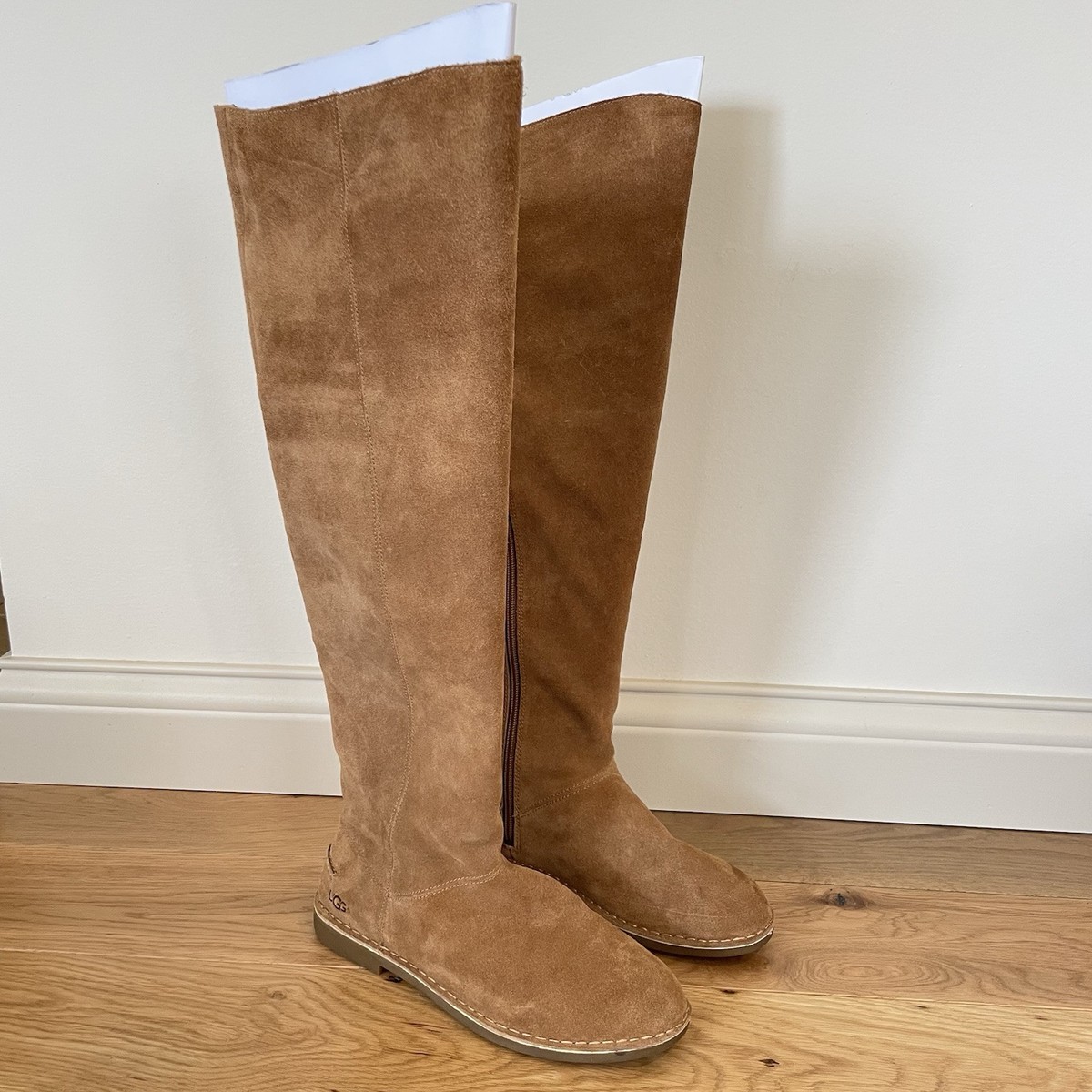 Ugg Loma Over The Knee Boot Chestnut Brown Suede Zip Up Women's 9