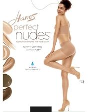 Hanes Tummy Control Girl Short Hosiery Perfect Nudes Run Resistant Pantyhose
