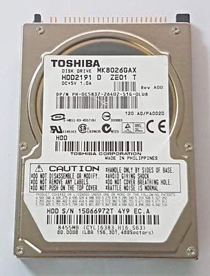 80GB IDE Toshiba MK8026GAX P-ATA 5400rpm 16MB HDD 2.5
