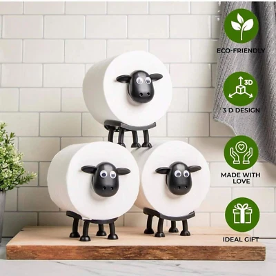3Pcs FUNNY SHEEP TOILET PAPER HOLDER QUIRKY BATHROOM DECOR LOO ROLL STORAGE New