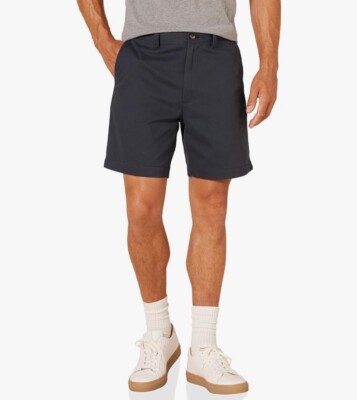 Amazon Essentials Young Men's Classic Fit 7'' Chino Shorts Navy Blue Size 30