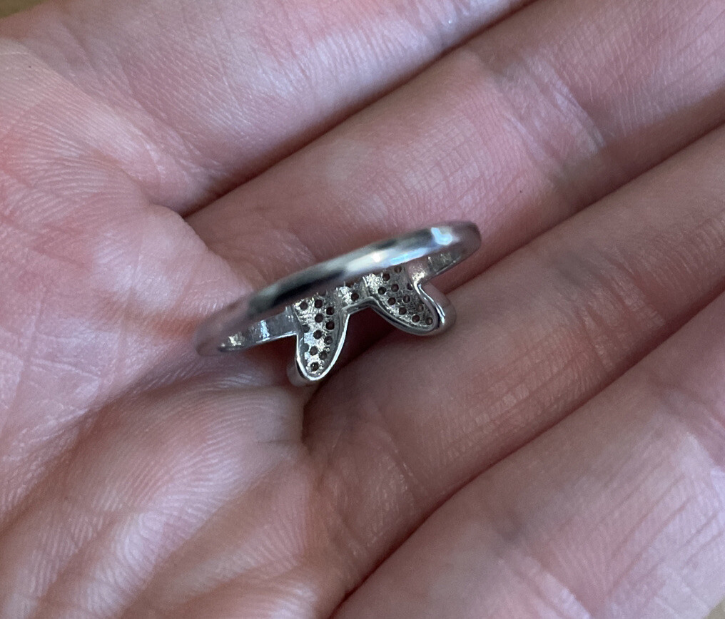 Sparkly Crystal Bow Solid Sterling Silver 925 Rin… - image 8