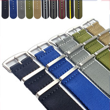 Premium Seatbelt NATO Watch Strap 1.2mm Soft Herringbone Army [20mm 22mm]