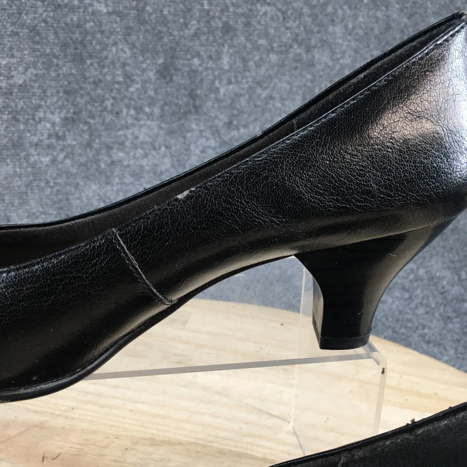 Zapatos de salón informales sin cordones de cuero sintético negro con aerosoles de tacón medio para mujer 9,5 M Wise Guy Foto 3 de 4