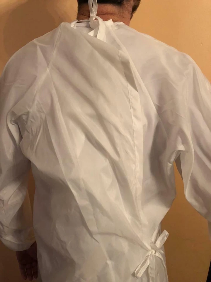 Bata quirúrgica médica lavable reutilizable, resistente al agua, talla única S-XL Foto 4 de 4