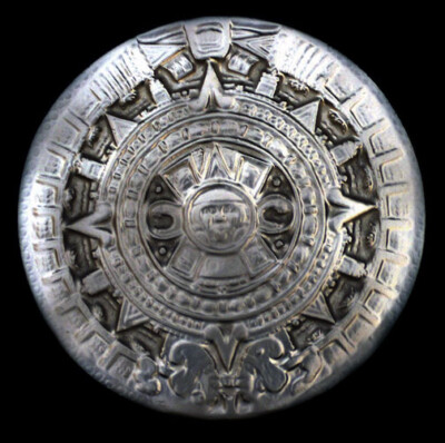 Ancient Aztec Inca Maya sculpture plaque Silver Finish