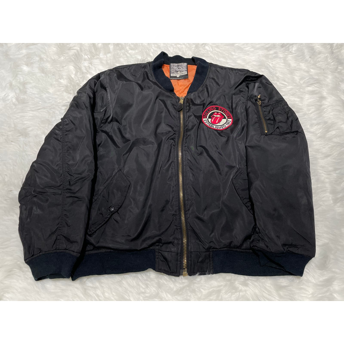 Vintage Rolling Stones 1994 Tour MA-1 Black Bomber Nylon Vintage Rolling Stones 1994 Tour MA-1 Black Bomber Nylon