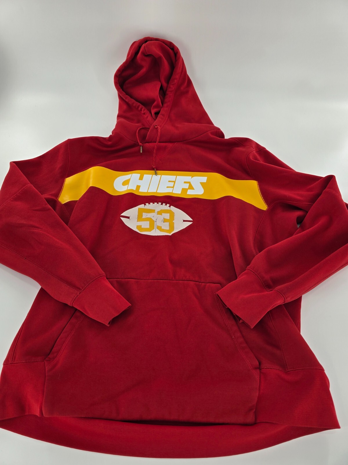 SACAI X NIKE Felpa con cappuccio Nike NFL Kansas City Chiefs On Field Team taglia XL #53 rossa