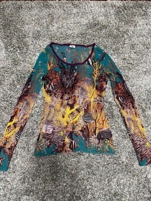 Jean Paul Gaultier FEMME Sea Creatures Power Net Long Sleeve Top 
