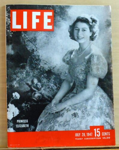 Life Magazine - July 28, 1947 - Queen Elizabeth photo cover - Swim Suit Coke ad - Foto 1 di 2