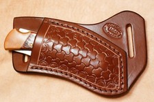 Custom Leather Crossdraw Sheath w/tri-weave for Buck 110/112 right hand 