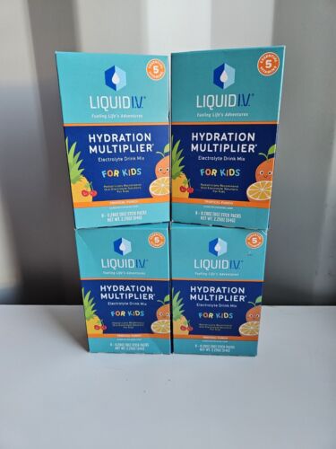 Lot Of 4 Liquid I.V. Kids Hydration Multiplier Tropical Punch 8 Sticks Ea 6/25