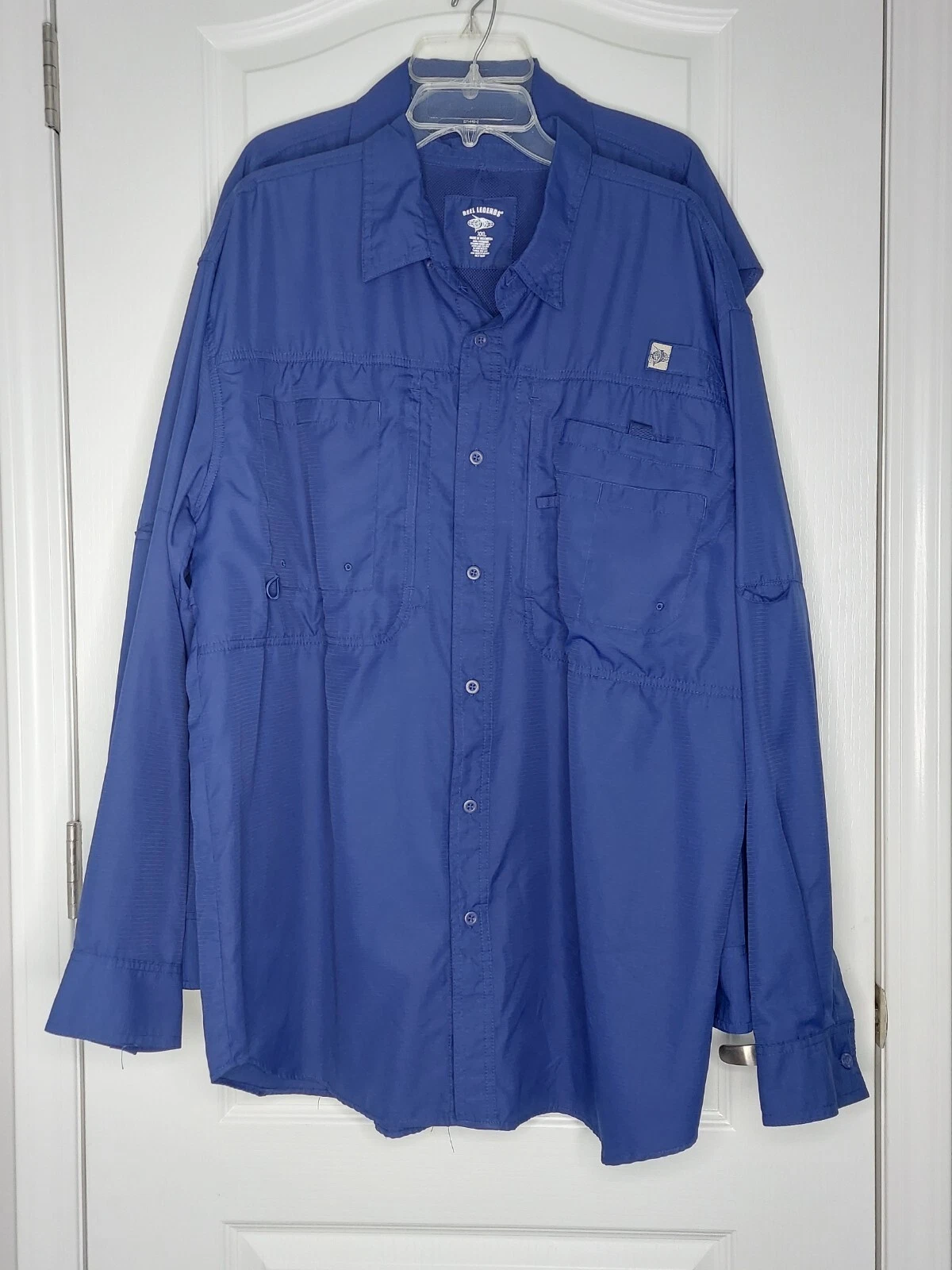 2- Reel Legends Mens Fishing Shirt Long Sleeve Vented Blue Size XXL