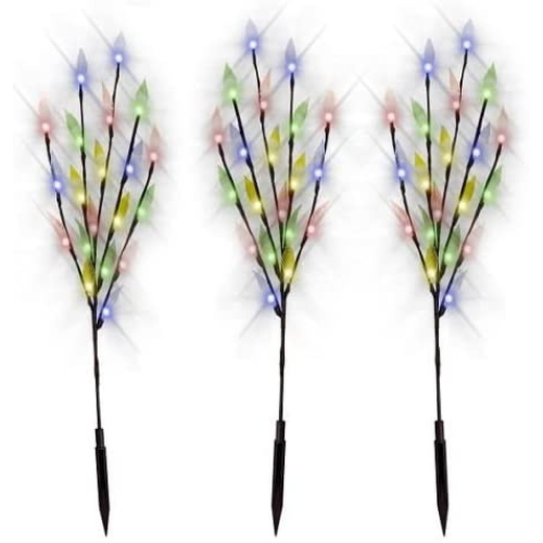 3Pcs GARDEN OUTDOOR ORNAMENTAL BRANCH 60 LED SOLAR LIGHT TREE LEAF