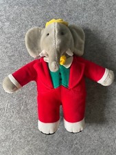 Vintage Gund Babar the Elephant Plush 1988 Macys 14  Stuffed Animal Red Suit