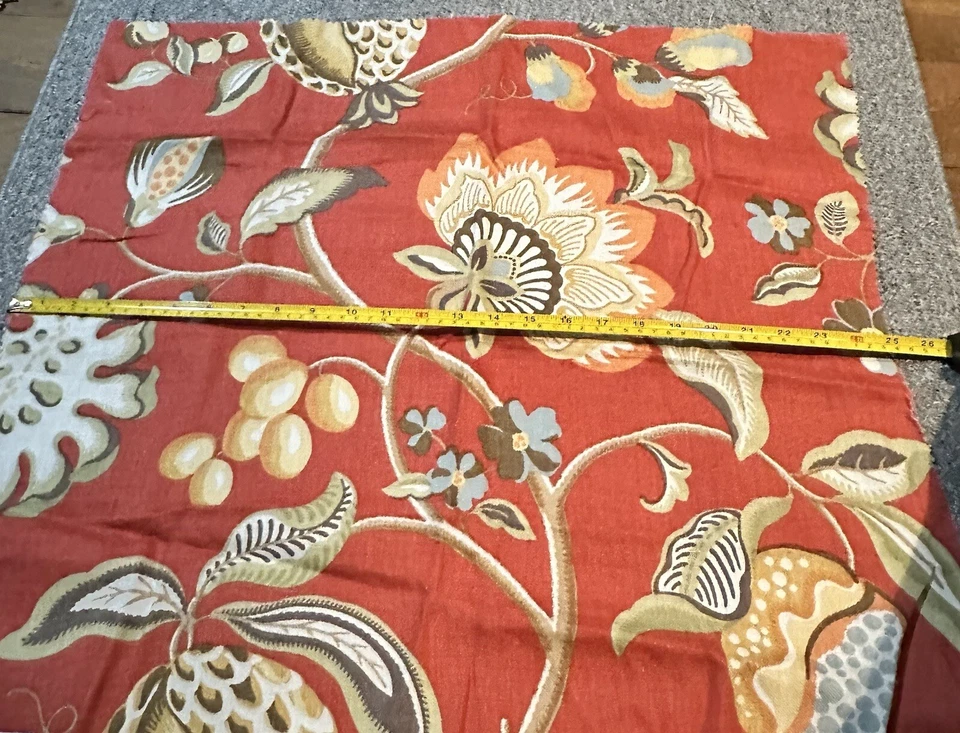 Lot of 2 Duralee Fabric Samples Remnants Azalea Floral Linen **Different Sizes - Image 4 of 4