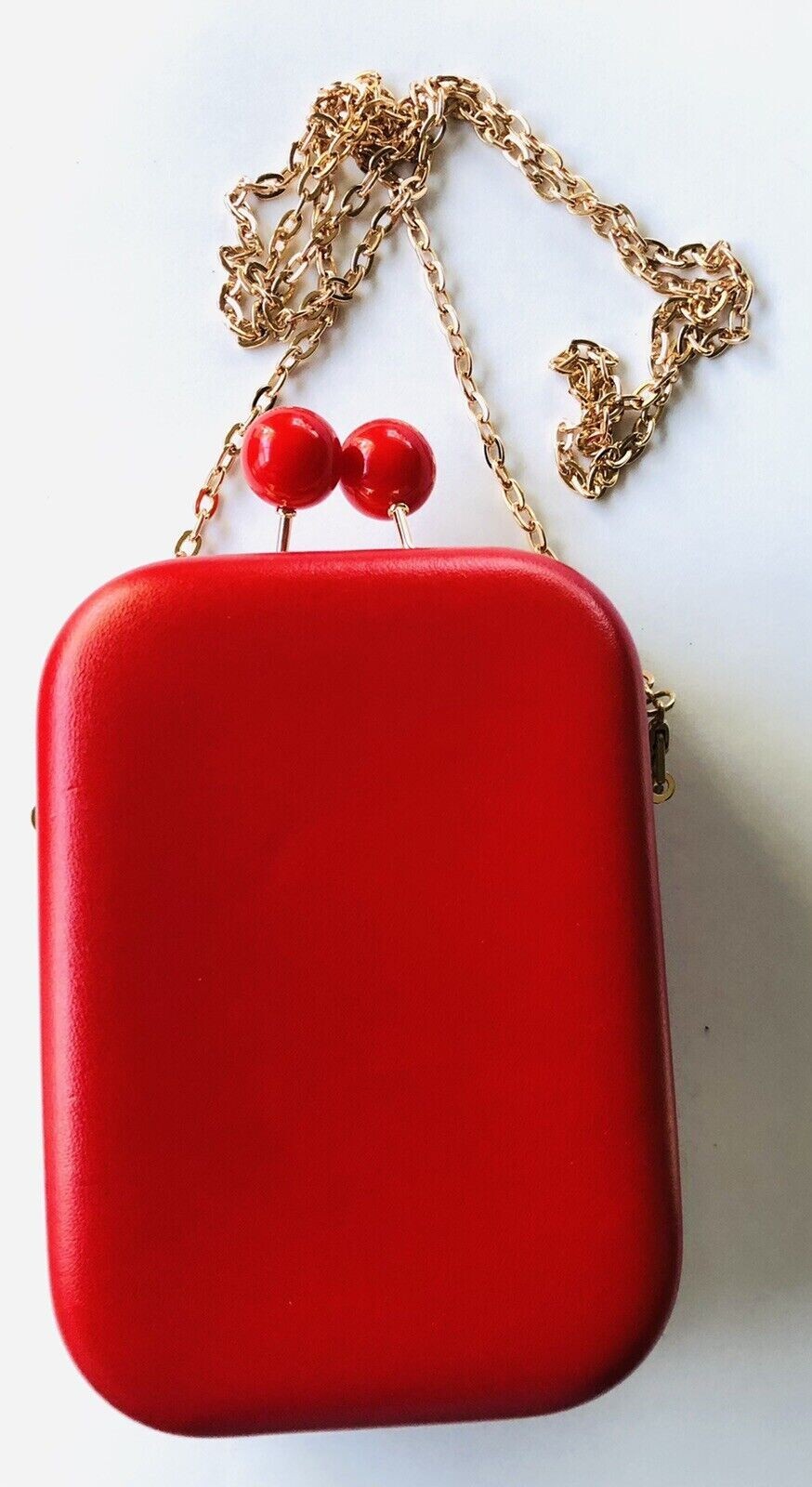 Elizabeth Arden Red Crossbody Bag With Chain Shoulder Strap Clutch