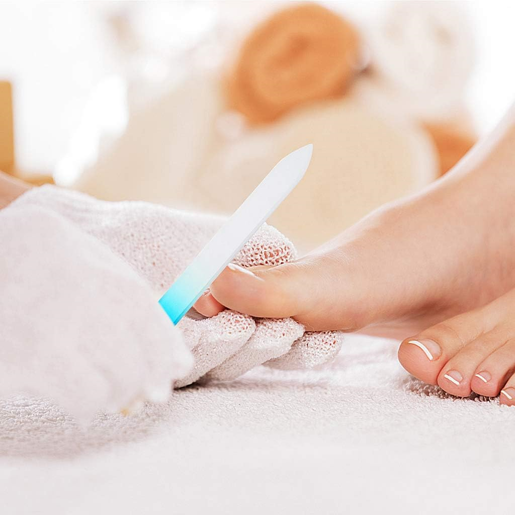 SWKJ 4 PCS Set Glass Nail Files Professional Gradient Color Crystal