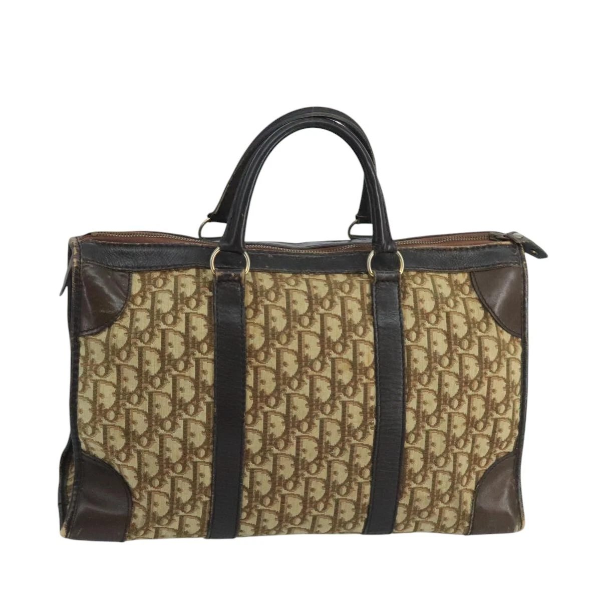 Sac Boston Christian Dior Trotter toile marron authentique 105123